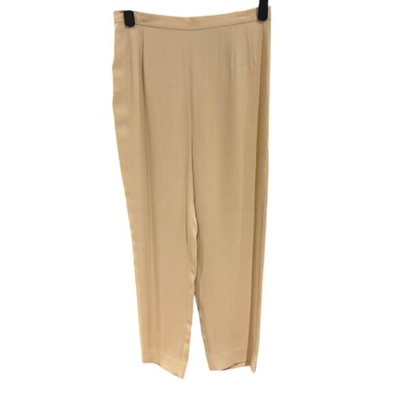 EMANUEL UNGARO Tan Silk Tuxedo Pants Dressy Work Corpcore Cropped Size 40 / 6 - Picture 1 of 13